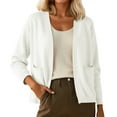 thumbnail image 1 of Womens Lightweight Open Front Casual V-Neck Long Cardigan Sweater with Pockets White, M, 1 of 4