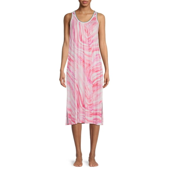 Womens Lightweight Pink Tie Dye Sleeveless Nightgown Night Gown 2X