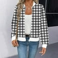 thumbnail image 1 of Womens Lightweight Plaid Jacket Casual Stand Collar Zip up Coats Fall Fashion Outfits with Pockets New Lightweight Jacket Women Casual Black XXL, 1 of 5