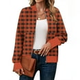 thumbnail image 1 of Womens Lightweight Plaid Jackets Stand Collar Zip up Checkered Coat Casual Long Sleeve Outerwear with Pockets New Light Weight Jackets Womens Orange S, 1 of 6
