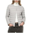 thumbnail image 1 of Womens Lightweight Puffer Jackets Fashion Collarless Button down Jacket Loose Winter Warm Down Coats (4XL, Gray), 1 of 7
