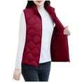 thumbnail image 1 of Womens Lightweight Puffer Vest Jacket Plus SIze Winter Thick Warm Outerwear Sleeveless Stand Collar Full-zip Coat (XL, Red), 1 of 7