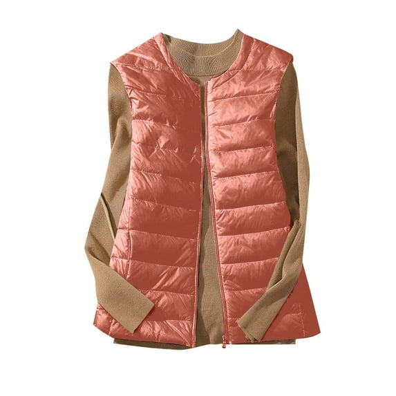 Womens Lightweight Puffer Vests Packable Tops Sleeveless Gilet Zip up Jackets Basic Winter Warm Waistcoat Outdoor S