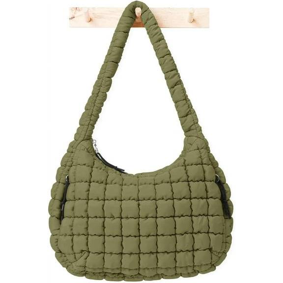 Womens' Lightweight Quilted Carryall Tote Bag Puffer Crossbody Bag Soft Puffy Boho Handbags Big Capacity Purse