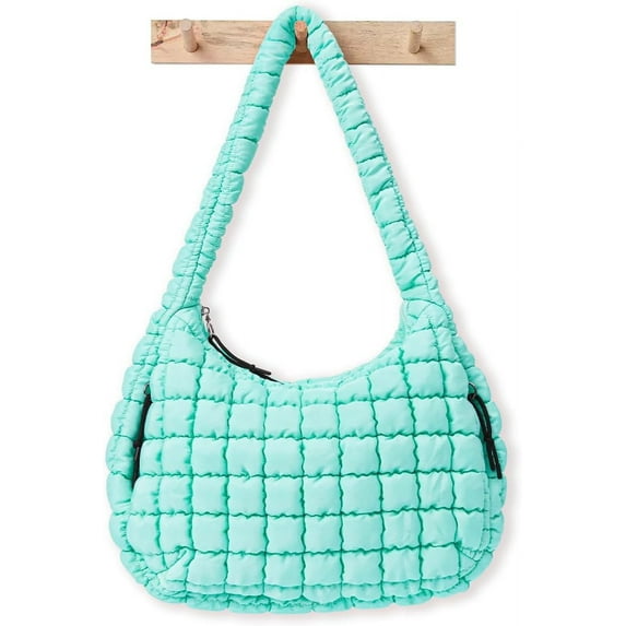 Womens' Lightweight Quilted Carryall Tote Bag Puffer Crossbody Bag Soft Puffy Boho Handbags Big Capacity Purse