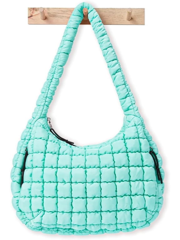 Womens' Lightweight Quilted Carryall Tote Bag Puffer Crossbody Bag Soft Puffy Boho Handbags Big Capacity Purse