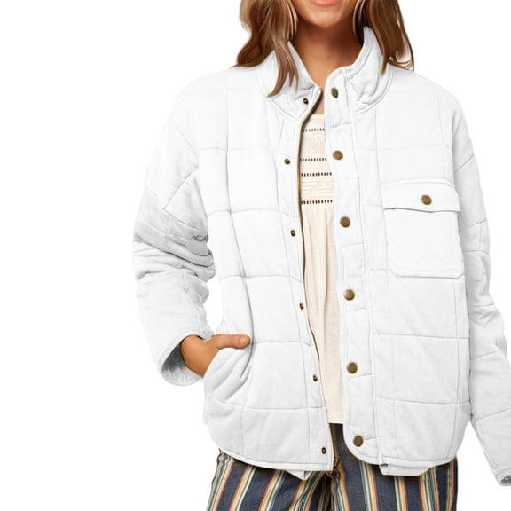 Womens Lightweight Quilted Jacket Button Long Sleeve Stand Collar Warm Winter Coat for Women with Hood for Ladies P Coat Womens Women down Jacket with Hood 3x Womens Winter Coat Orally down Jacket