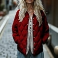 thumbnail image 1 of Womens Lightweight Quilted Puffer Jacket Fall Button down Loose Stand Collar Warm Coats Outerwear with Pockets New Casual Outerwear for Women Red XXL, 1 of 9