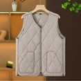thumbnail image 1 of Womens Lightweight Quilted Puffer Vests Padded Zip up Sleeveless Jacket Oversized Waistcoat Outerwear with Pockets New Fall Outerwear for Women Khaki 5XL, 1 of 9