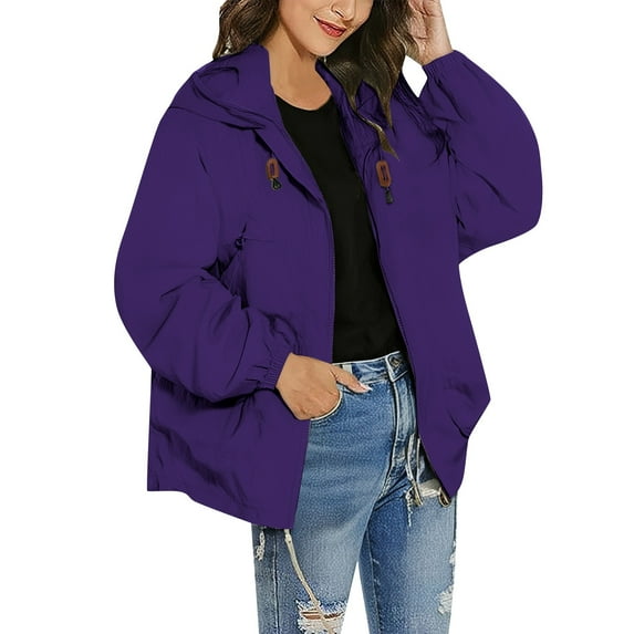 Womens Lightweight Rain Jacket, Yigetop Women's Lightweight Windbreaker Jacket for Outdoor Rain Jackets for Women Waterproof Dark Purple 4XL