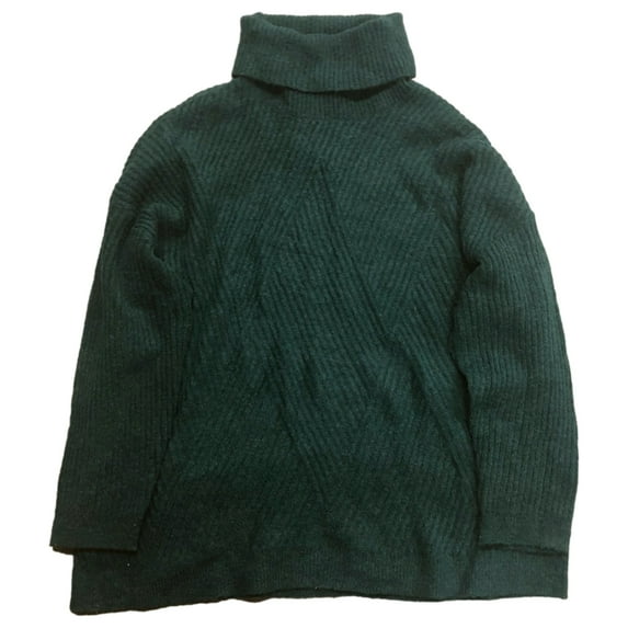 Womens Lightweight Ribbed Green Cowl Neck Pull-Over Sweater XXL