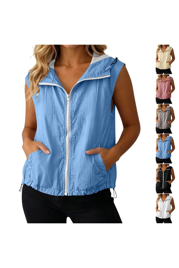 Womens Lightweight Running Vest Outerwear with Pockets Casual Loose Fit Sleeveless Jacket for Hiking Travel Beige 2XL
