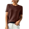 thumbnail image 1 of Womens Lightweight Short Sleeve Wool Blend Sweaters Casual Crew Neck Pullover Knit Sweaters Solid Color Basic Tee Tops, 1 of 6