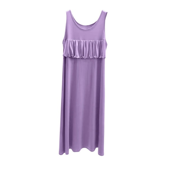 Womens Lightweight Sleep Shirts New Sleepwear for Women V Neck Lounge Dress Casual Sleeveless Long Sleep Shirts Summer Plus Size Nightgowns Purple XXL