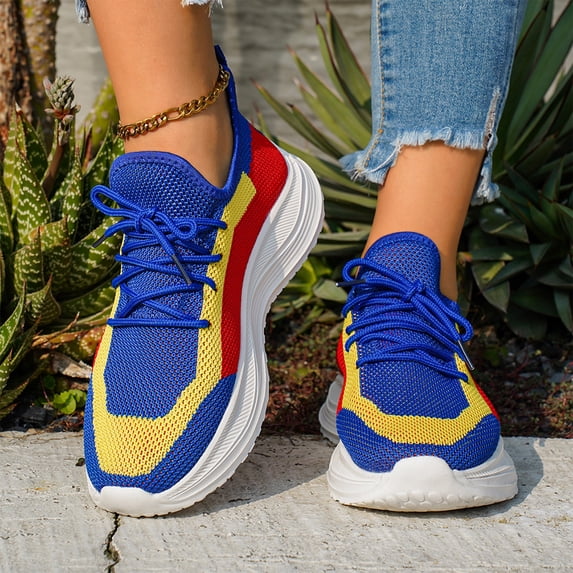 Womens Lightweight Sneakers Lace-up Tennis Running Shoes, Breathable Walking Shoes