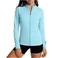 thumbnail image 1 of Womens Lightweight Sun Protection Shirts Full Zip Long Sleeve Sun Protection Athletic Jackets Light Blue XL(XL), 1 of 7