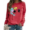 thumbnail image 1 of Womens Lightweight Sweatshirts Crewneck Pullover Tops Loose Casual Graphic Dandelion Printed Long Sleeve Fall Shirt (S, Red 01), 1 of 5