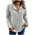 thumbnail image 1 of Womens Lightweight V-Neck Button Down Knit Sweaters Loose Long Sleeve Shirts Casual Solid Basic Tunic Sweaters, 1 of 6