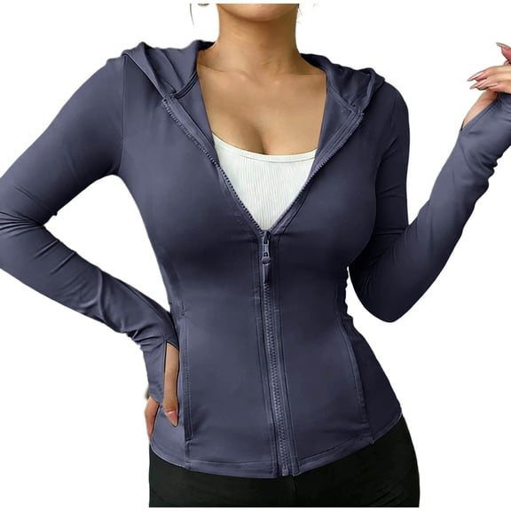 Womens Lightweight Zip Up Jackets 2026 Athletic Workout Hoodies Spring ted Gym Clothes with Pockets Slim Running Top