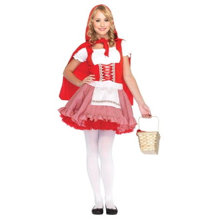 Womens Lil Miss Red Riding Costume Dress & Hooded Cape S/M (4-8)