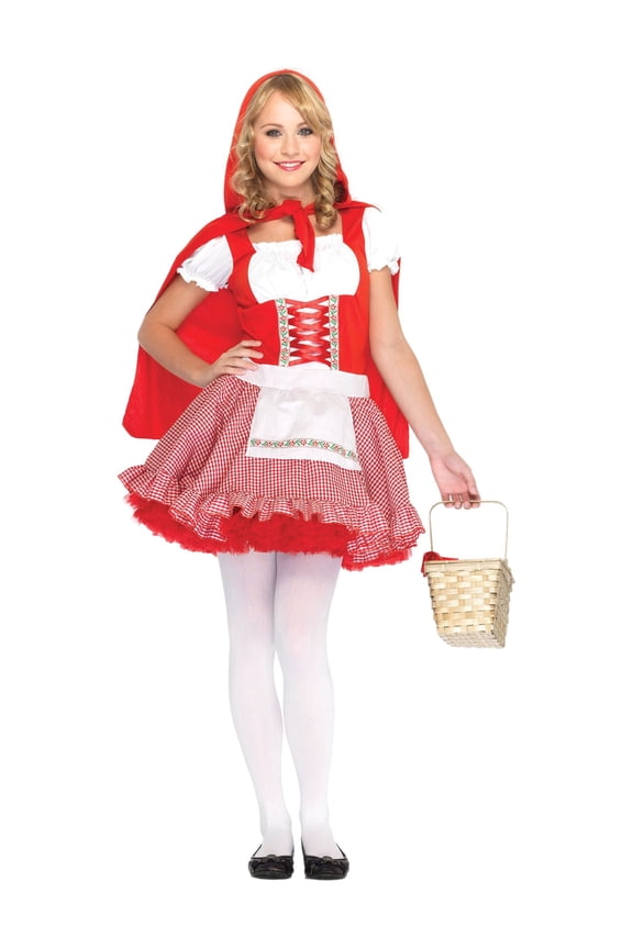 Womens Lil Miss Red Riding Costume Dress & Hooded Cape S/M (4-8)