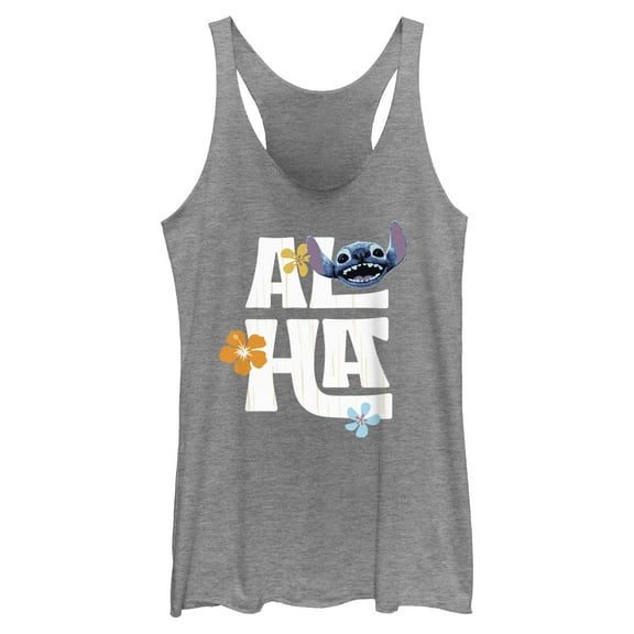 Womens Lilo & Stitch Aloha Flowers Racerback Tank