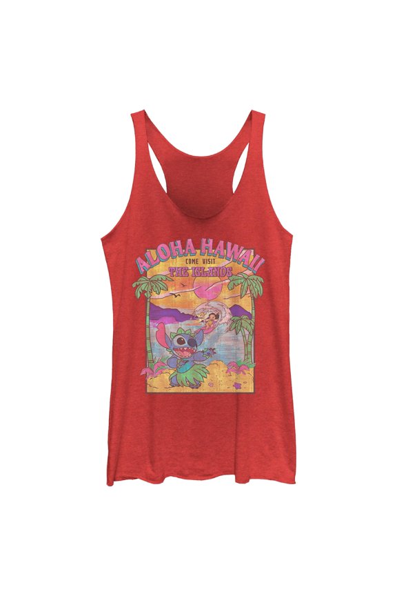 Womens Lilo & Stitch Aloha Hawaii Come Visit the Islands Racerback Tank