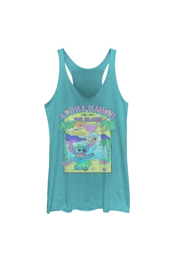 Womens Lilo & Stitch Aloha Hawaii Come Visit the Islands Racerback Tank