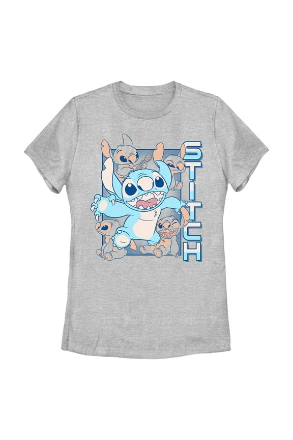 Womens Lilo & Stitch Blue Stitch Faces T Shirt