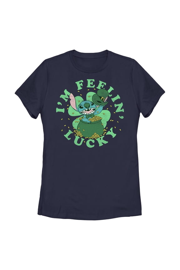 Womens Lilo & Stitch I'm Feeling Lucky T Shirt