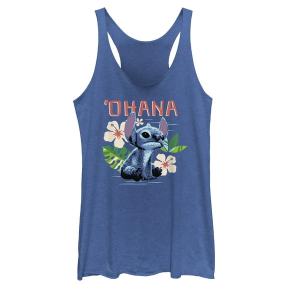 Womens Lilo & Stitch Ohana Flowers Racerback Tank