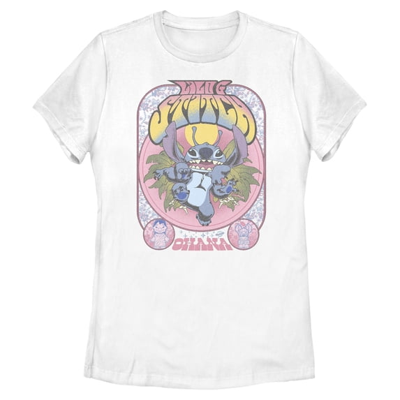 Womens Lilo & Stitch Ohana Groovy Stitch Poster T Shirt