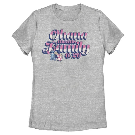 Womens Lilo & Stitch Pink and White Ohana Kiss T Shirt