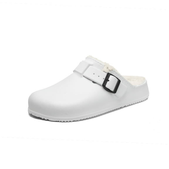 Womens Lined Clogs Winter Fleece Breathable Walking Garden Shoes Warm Non-Slip Mule Footwear