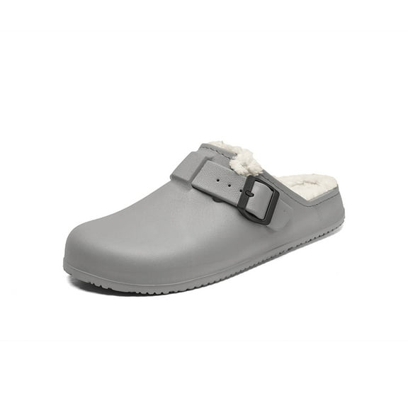 Womens Lined Clogs Winter Fleece Breathable Walking Garden Shoes Warm Non-Slip Mule Footwear