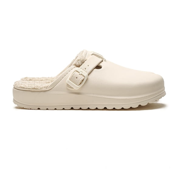 Womens Lined Clogs Winter Fleece Breathable Walking Garden Shoes Warm Non-Slip Mule Footwear