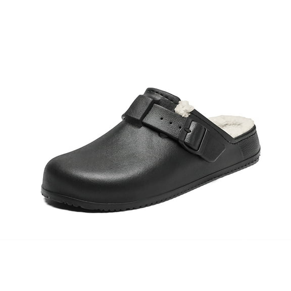 Womens Lined Clogs Winter Fleece Breathable Walking Garden Shoes Warm Non-Slip Mule Footwear