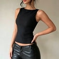 thumbnail image 1 of Womens Lined Sleeveless Tank Tops Women's Bow Tie Open Back Tank Top Sleeveless Boat Neck Cut Out Crop Tops(Black,XXXL), 1 of 4