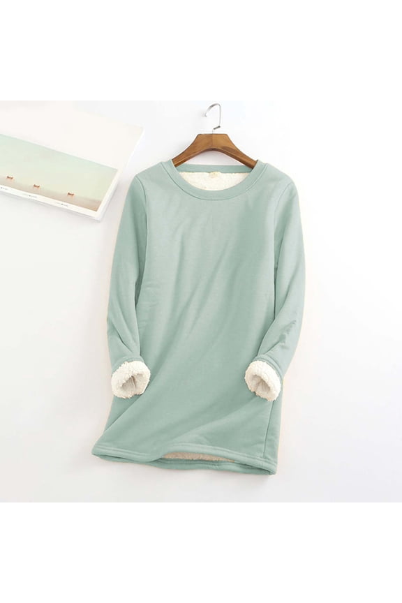 Womens Lined Sweatshirts Casual Crewneck Pullover Long Sleeve Thermal Sweater Winter Clothes 2024 Thermal Long Sleeve Shirt Womens Ski Thermals Thermal Tops Womens Pack Mens Long Underwear Set Thermal