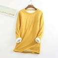 thumbnail image 1 of Womens Lined Sweatshirts Casual Crewneck Pullover Long Sleeve Thermal Sweater Winter Clothes 2024 Thermal Long Sleeve Shirt Womens Ski Thermals Thermal Tops Womens Pack Mens Long Underwear Set Thermal, 1 of 5