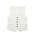 thumbnail image 1 of Womens Linen Blazer Vest Dressy Casual Crop Suit Vest Sleeveless Trendy Waistcoat Tops Business Work Office Clothes White, S, 1 of 7