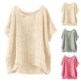 thumbnail image 1 of Womens Linen Blend Short Sleeve Top Summer Breathable Loose Fit Casual Comfort Shirt, 1 of 4