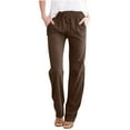 thumbnail image 1 of Womens Linen Capris Summer Side Button Athletic Pants Put On Strech Sweatpant High Waisted Lace-Up Elastic Waist Capri Pants Lounge Baggy Sweat-Pant with Pockets, 1 of 7