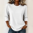 thumbnail image 1 of Womens Cotton Casual 3/4 Sleeve T Shirts Crew Neck Loose Fit Tops Solid Basic Tops Tees, 1 of 6