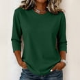 thumbnail image 1 of Womens Cotton Casual 3/4 Sleeve T Shirts Crew Neck Loose Fit Tops Solid Basic Tops Tees, 1 of 6