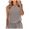 thumbnail image 1 of Womens Linen Crop Top Summer Casual Loose Cotton Linen Sleeveless Tank Top, 1 of 6