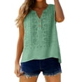 thumbnail image 1 of Womens Linen Embroidered Tank Tops Lightweight Linen Tank Tops Loose Fit Camisole Embroidered Boho Tops for Women Beach Vacation Blouses Womens Plus Size Tank Tops Green L, 1 of 9