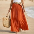 thumbnail image 1 of Womens Linen Maxi Skirts Summer Boho Solid Beach Elastic High Waist Pleated A-Line Flowy Swing Long Maxi Skirts, 1 of 5