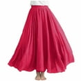 thumbnail image 1 of Womens Linen Maxi Skirts Trendy Elastic Waist Summer Boho Solid Beach Elastic High Waist Pleated A-Line Flowy Swing Long Maxi Skirts, 1 of 6