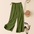 thumbnail image 1 of Womens Linen Pants Casual Loose Wide Leg Pants Elastic Waist Palazzo Pants Trousers With Pockets Casual Dress Pants for Women Summer Casual Pants Set for Women Pants for Women Casual Summer plus Size, 1 of 3
